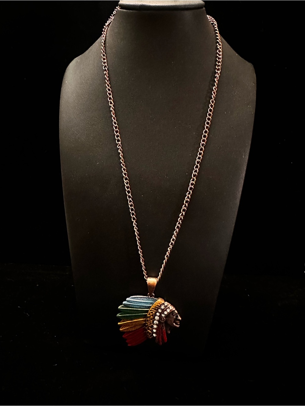 DaVinci Pink Villa Necklace and Native Chief Pendant/Copper Orante Necklace & Ea